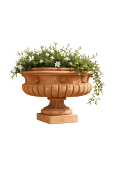 Klassischer, ornamentierter Impruneta Terracotta Pokal – handgefertigt und frostfest